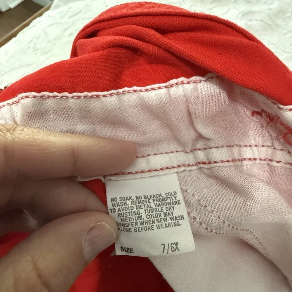Vintage OshKosh Bgosh Red Shortalls Size 7 6X Made in USA Canvas Overalls